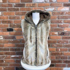 Stella & Lorenzo Faux Fur Reversible Down Filled Puffer Vest Size Small